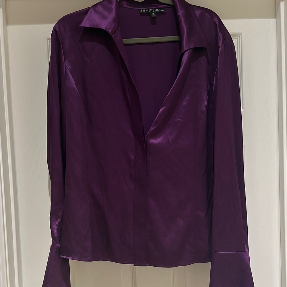 Lafayette 148 New York Deep Purple Blouse
